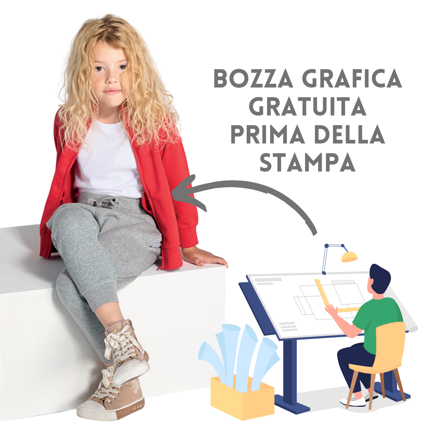 Felpa personalizzata per bambini con zip | Cod. SWRKFUZIP240