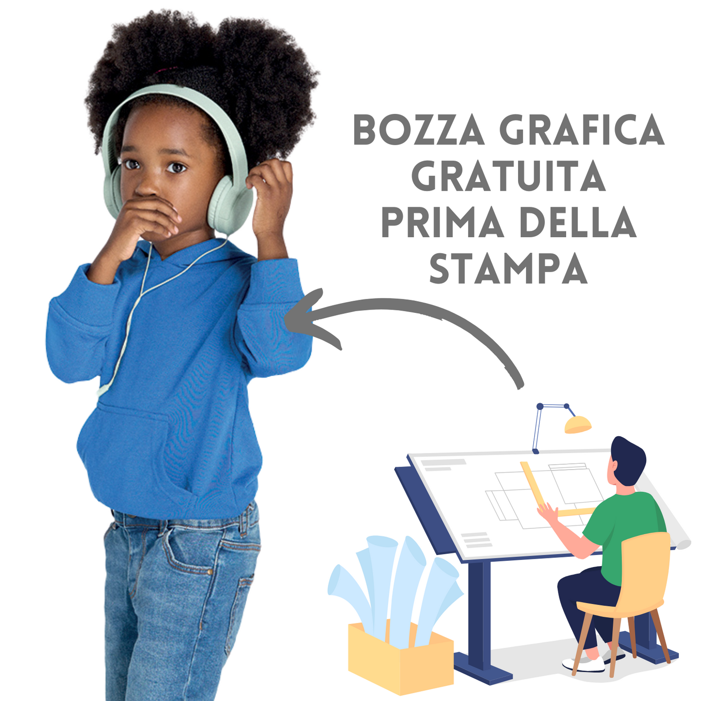 Felpa personalizzata per bambini con cappuccio e tasconi | Cod. SWRKKNG240