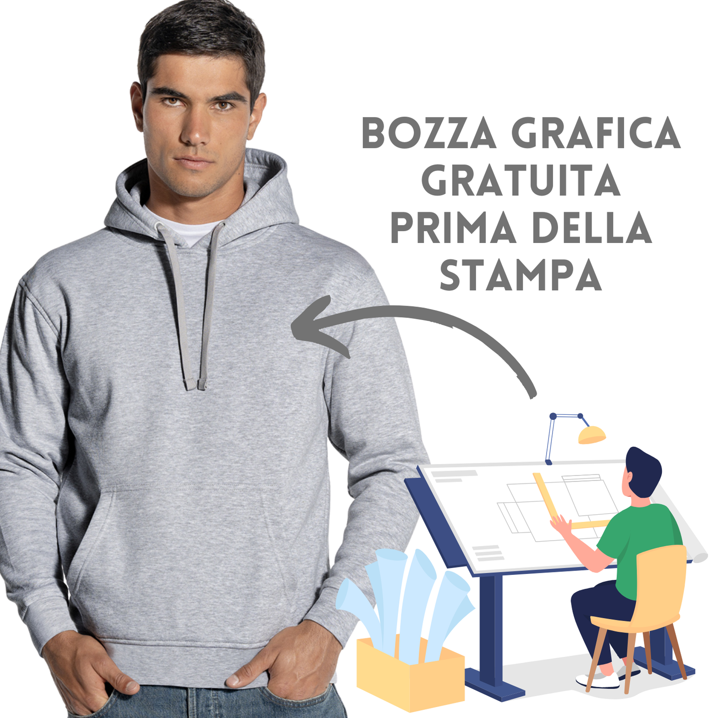 Felpa unisex personalizzata con cappuccio | Cod. JTSWKNG