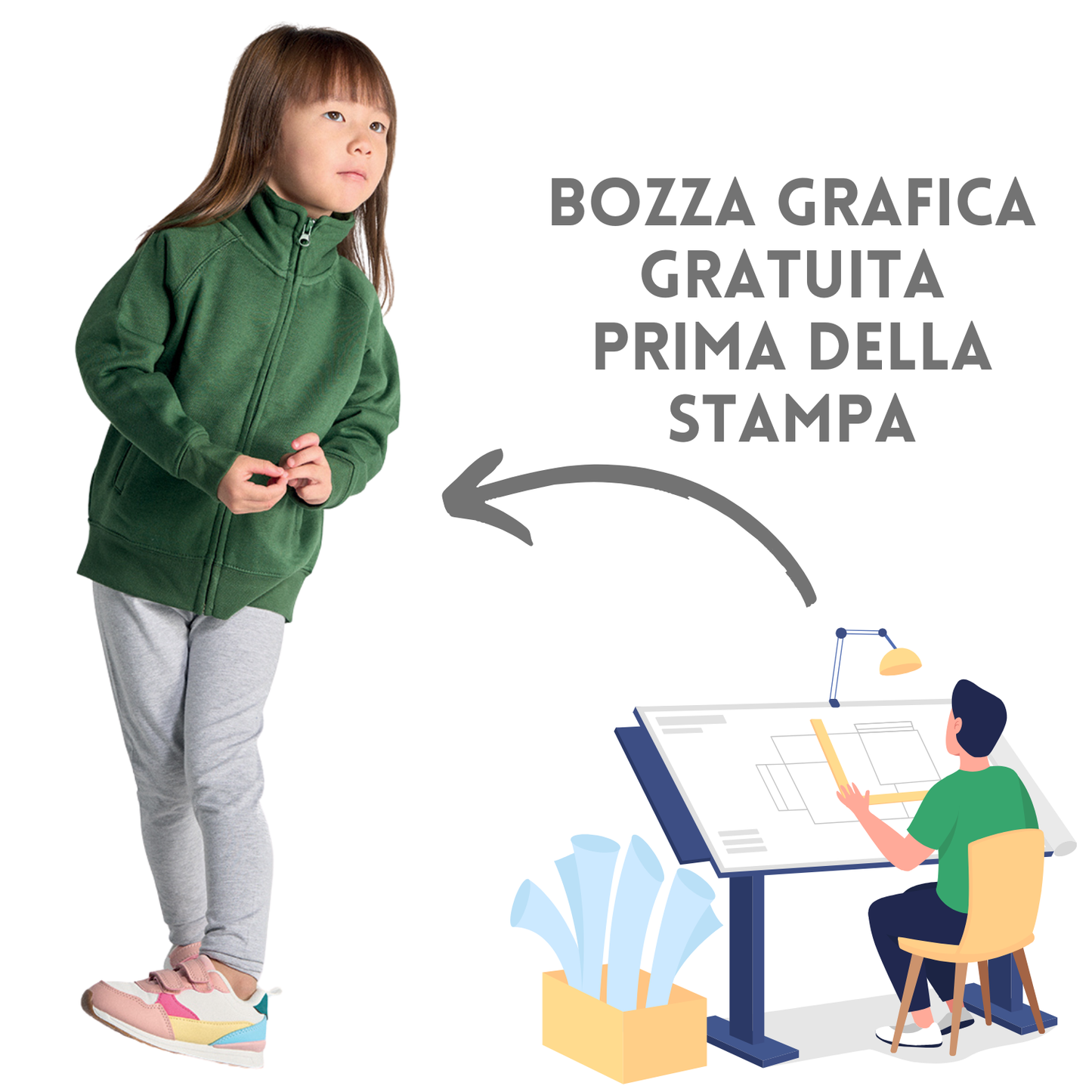 Felpa personalizzata da bambino con Zip | Cod. SWRKFUZIP