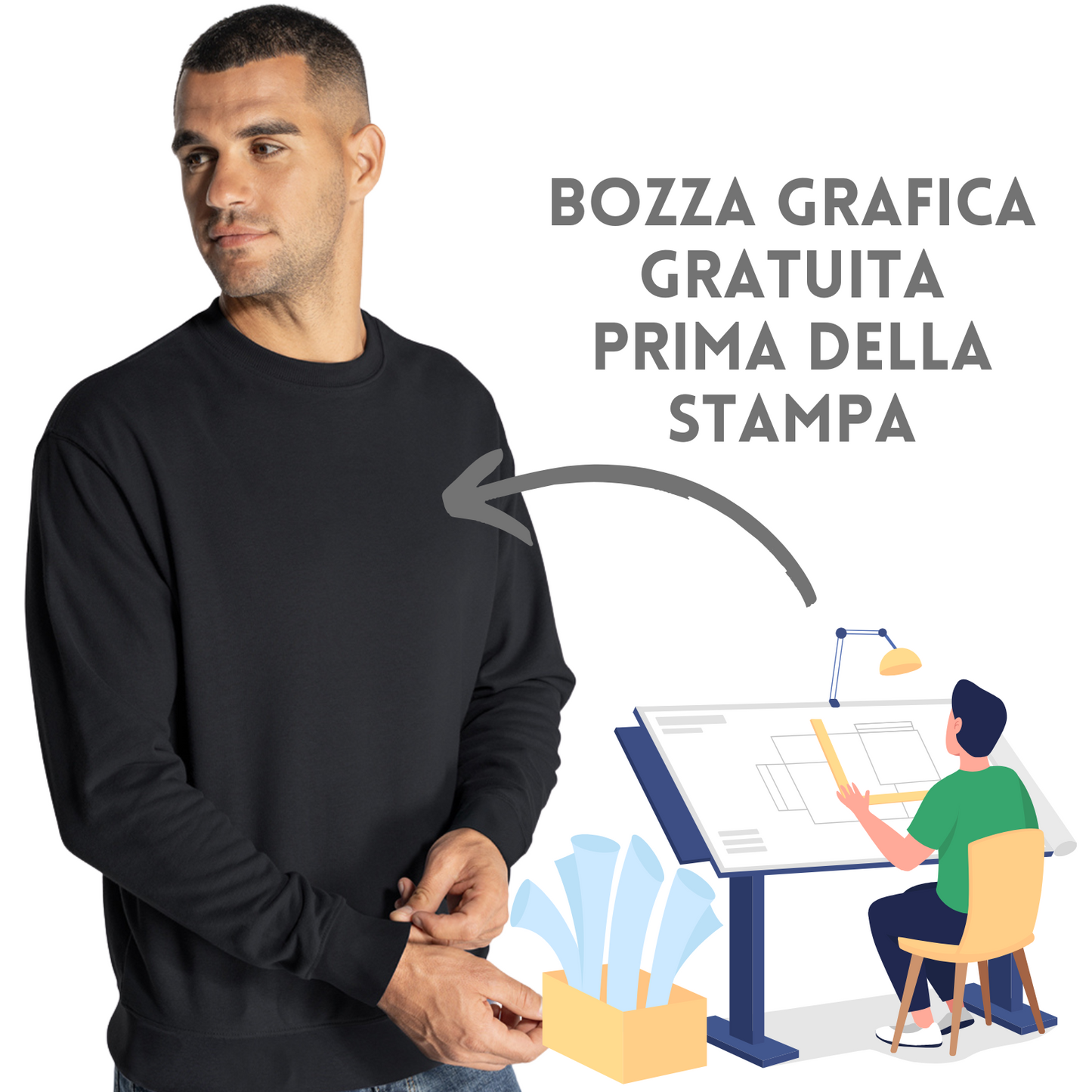 Felpa personalizzata girocollo unisex | Cod. JTSWCR