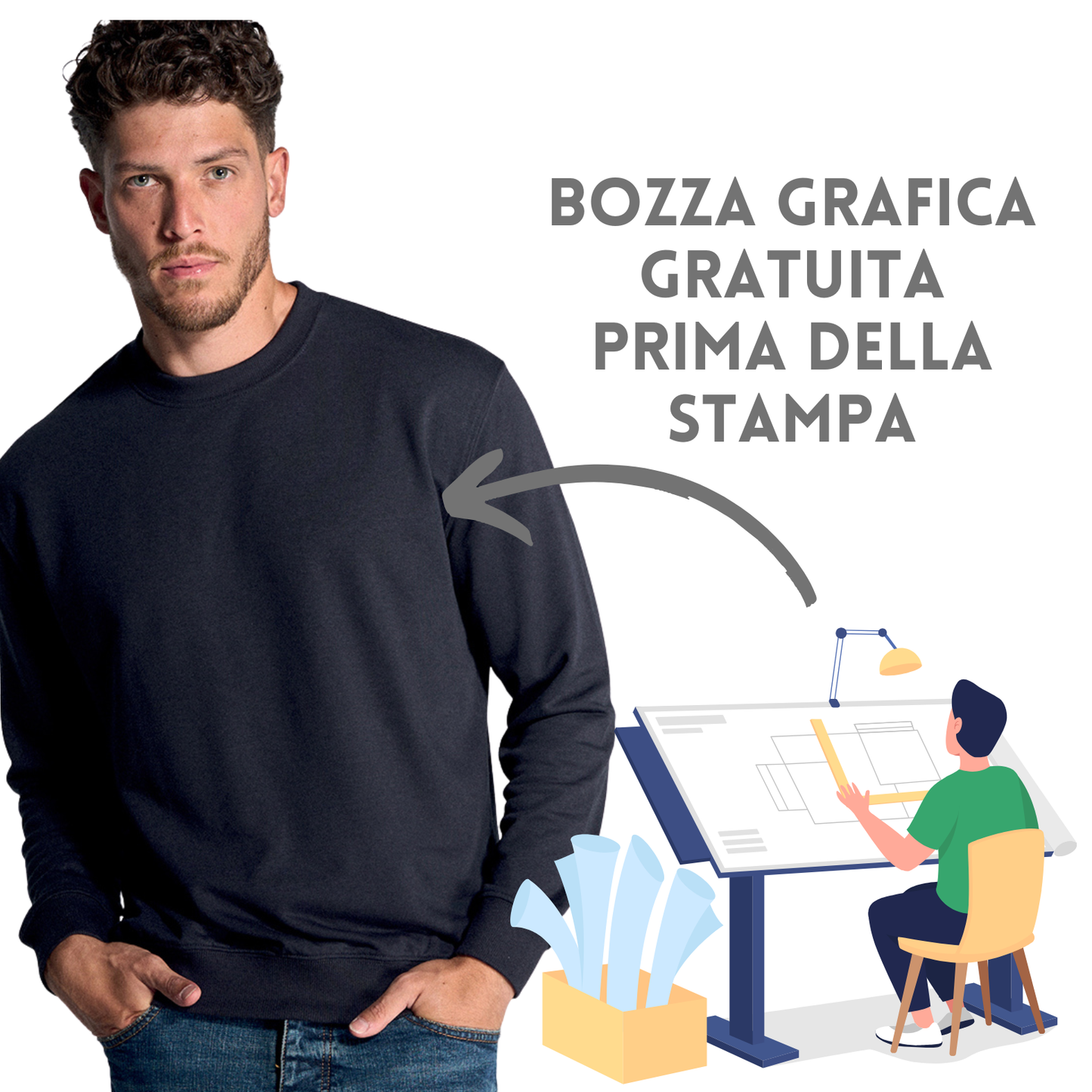 Felpa unisex personalizzata leggera | Cod. SWCR240