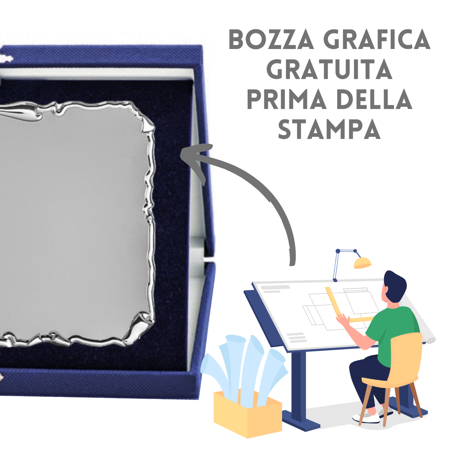 Targa riconoscimento 23x19 personalizzata con cofanetto | Cod. 19.182S