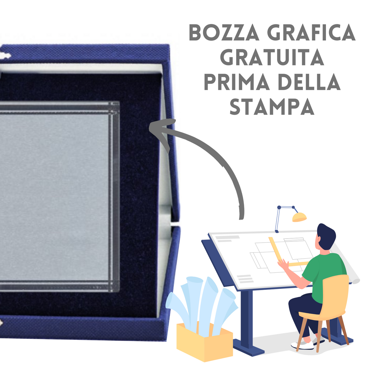Targa riconoscimento 19x16 personalizzata con cofanetto | Cod. 19.023S