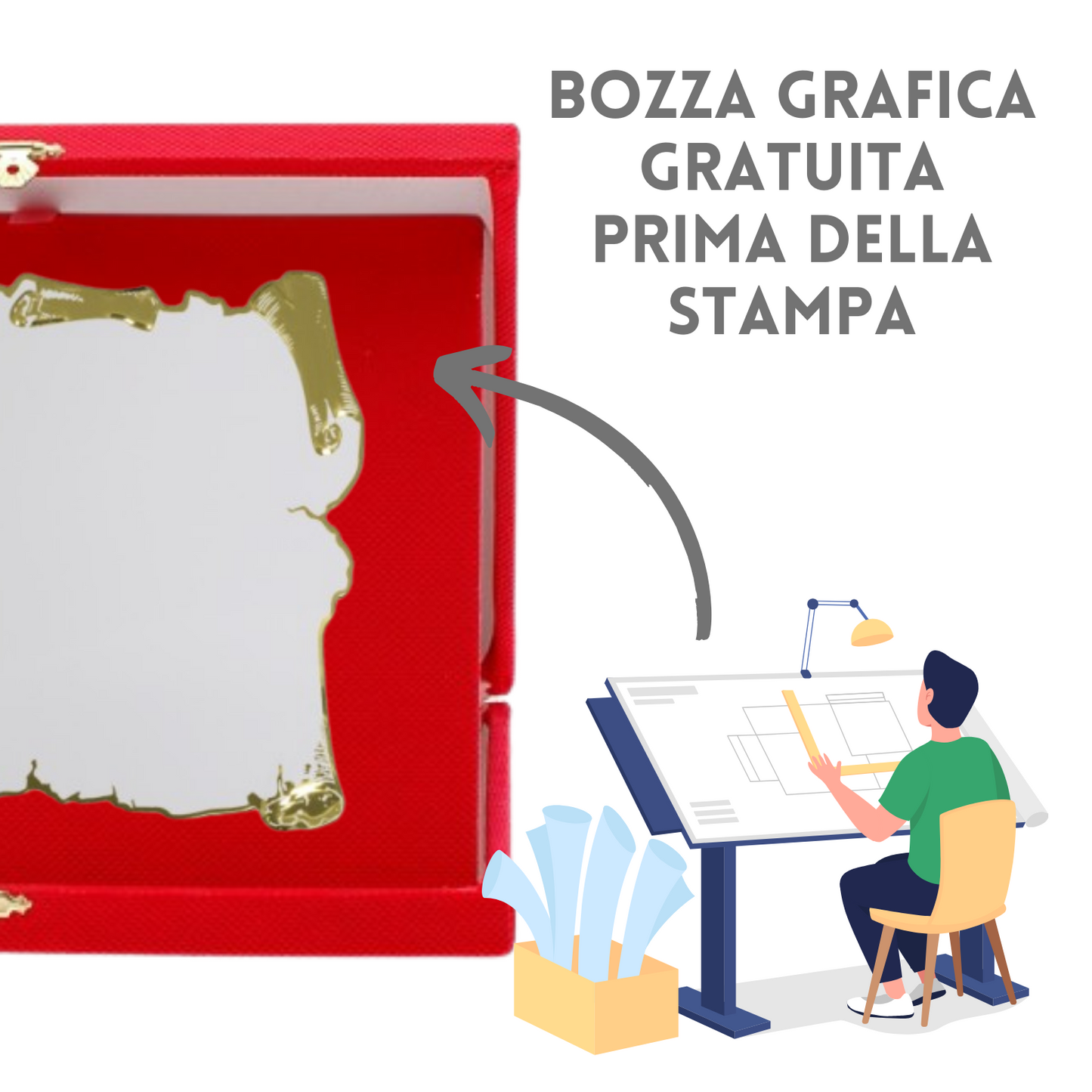 Targa riconoscimento 23X19 personalizzata con cofanetto | Cod. 19.081WG
