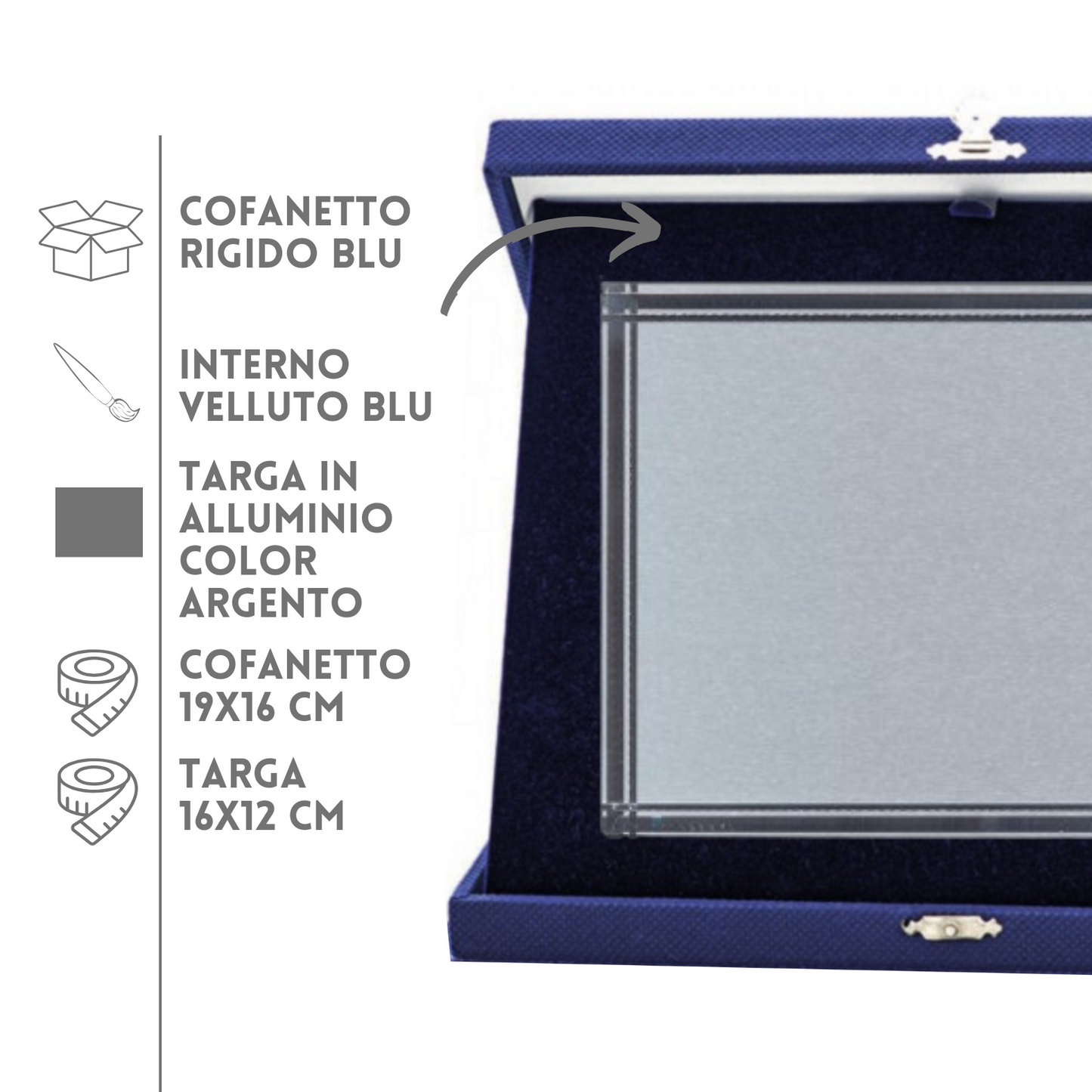 Targa riconoscimento 19x16 personalizzata con cofanetto | Cod. 19.023S