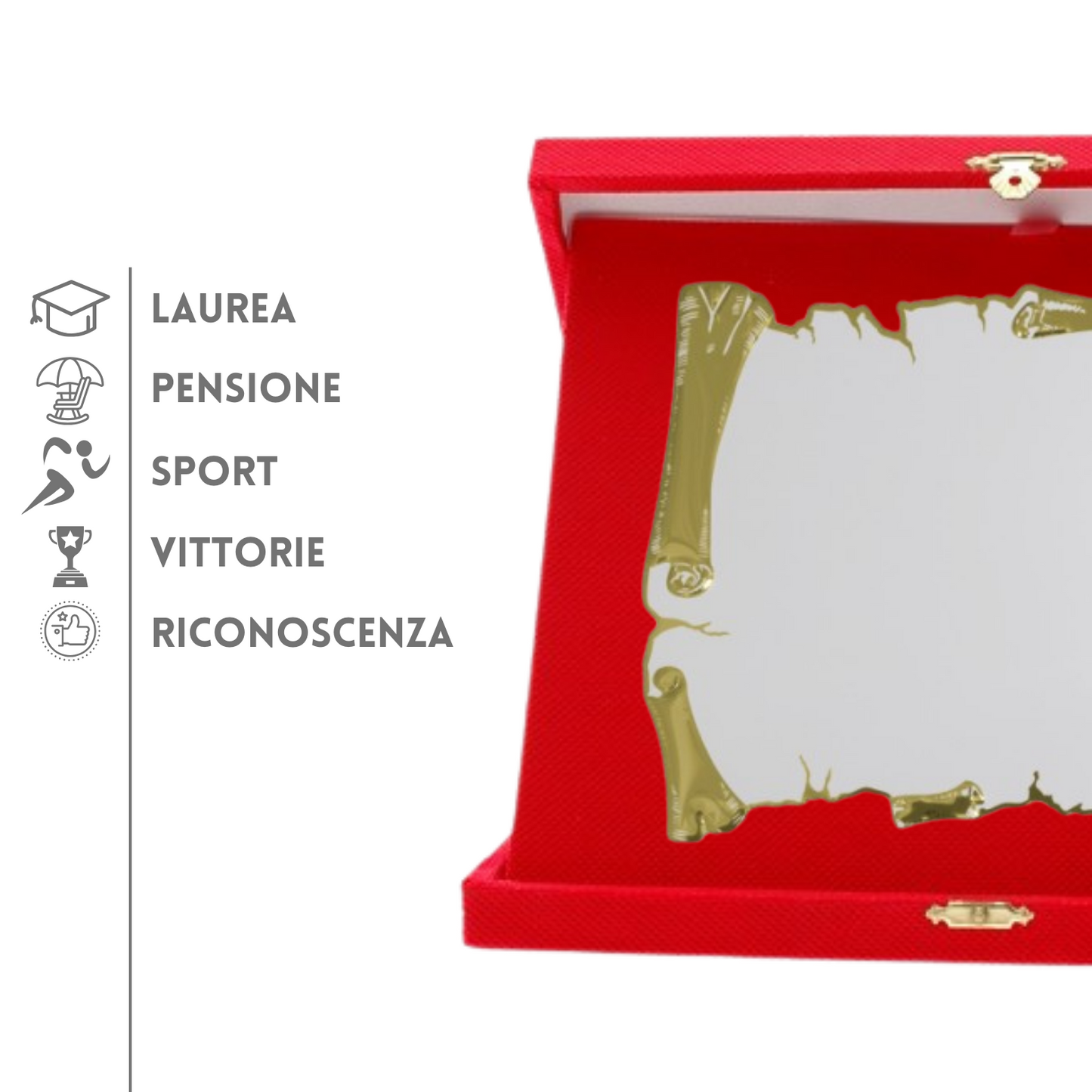 Targa riconoscimento 23X19 personalizzata con cofanetto | Cod. 19.081WG