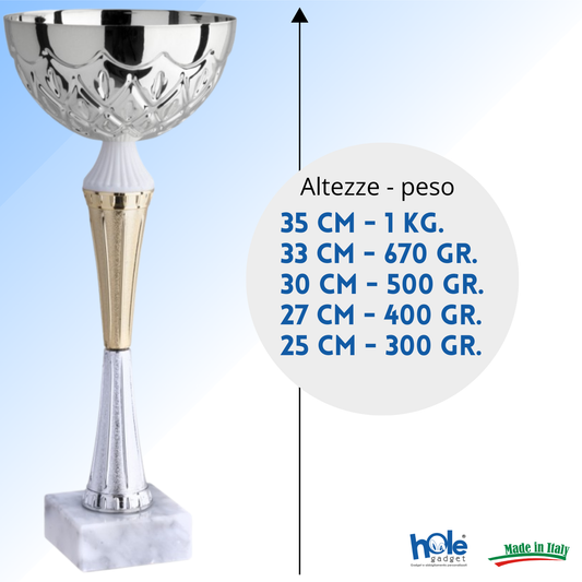 Coppa da 25 cm in metallo con base in marmo | Cod. 13.045S