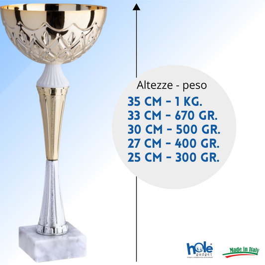 Coppa da 25 cm in metallo con base in marmo | Cod. 13.045G