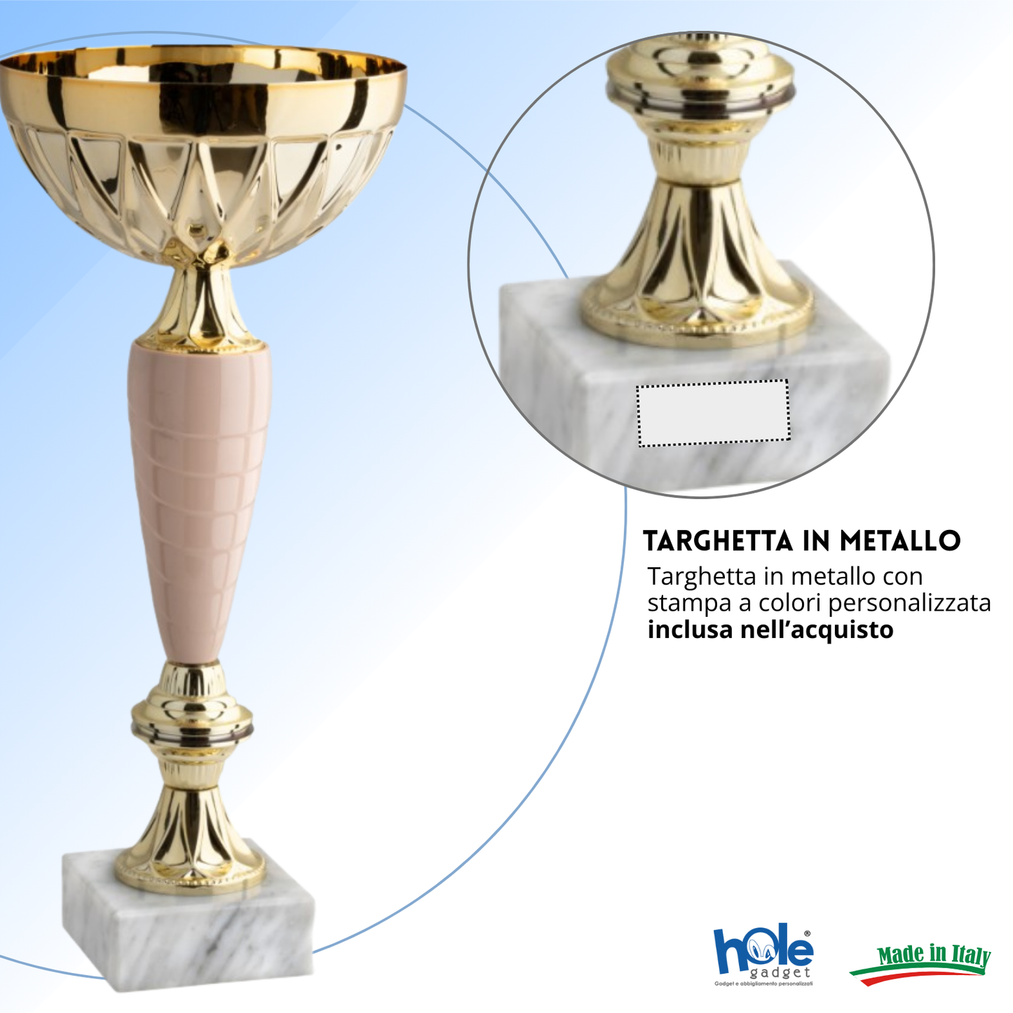Coppa da 27 cm in metallo con base in marmo | Cod. 13.014G