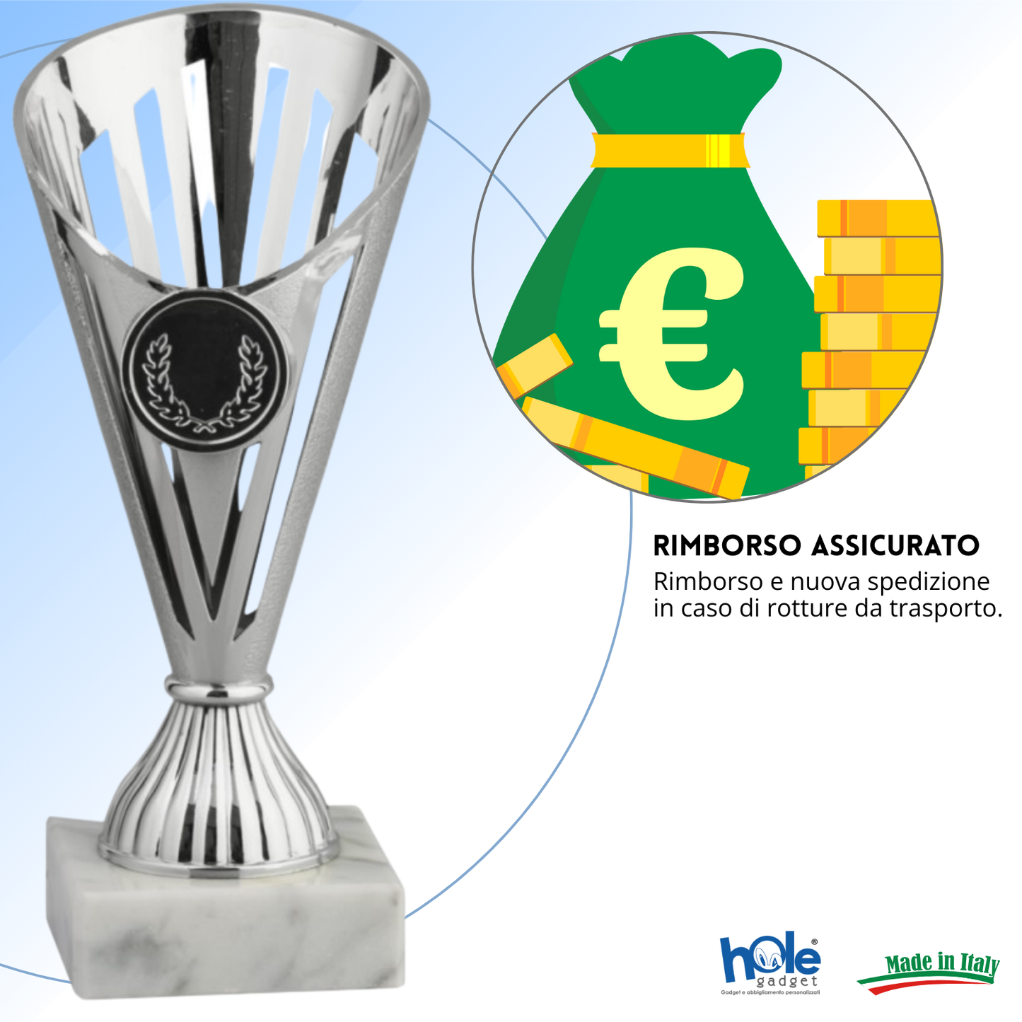 Coppa da 17 cm Argento in ABS con base in marmo | Cod. 13.022S