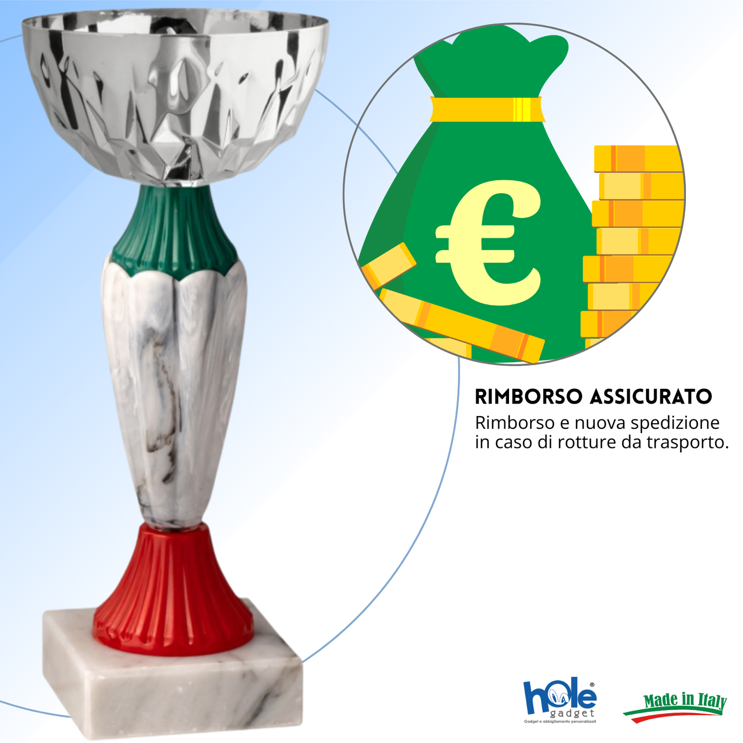 Coppa da 18 cm con tazza in metallo e base in marmo | Cod. 13.392S