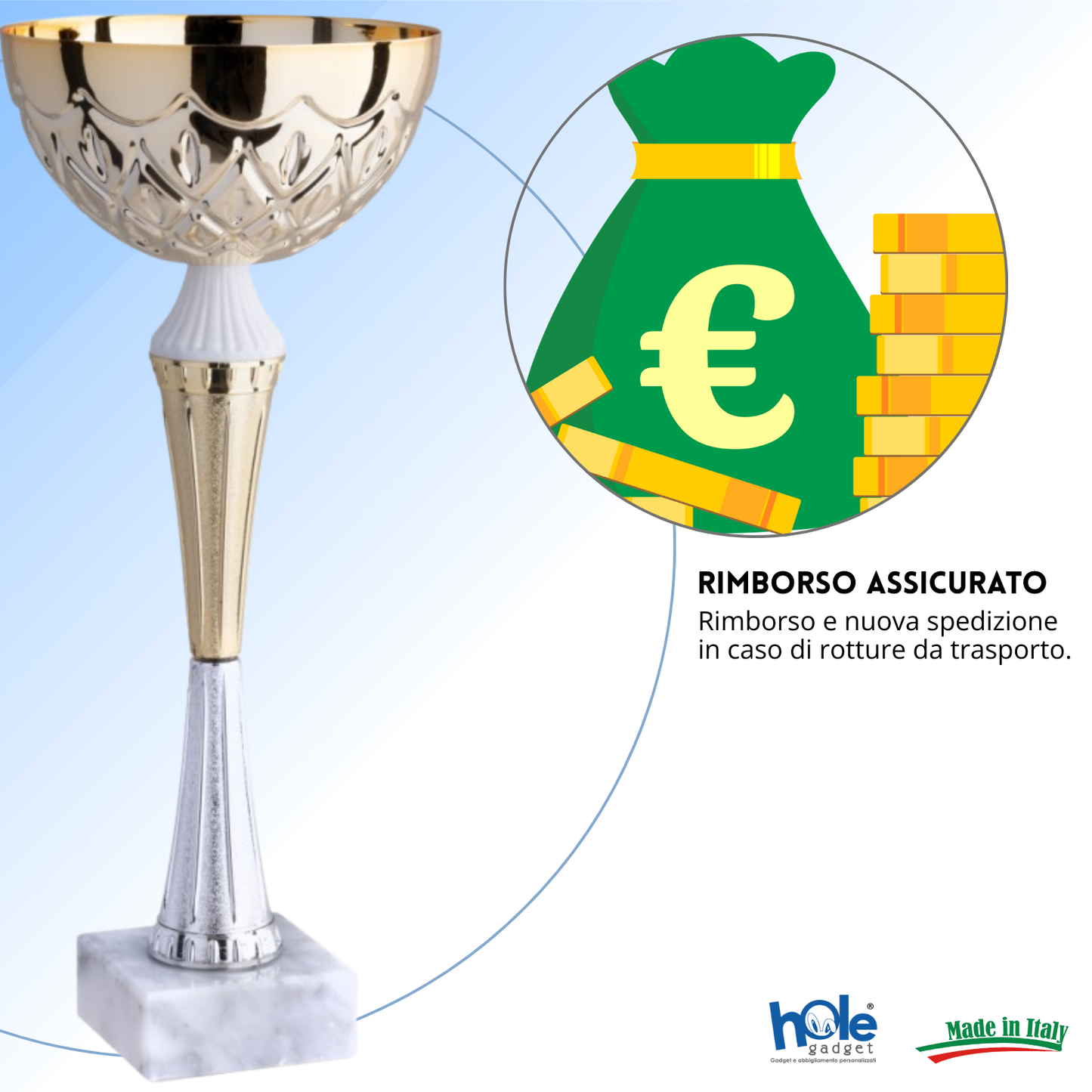 Coppa da 25 cm in metallo con base in marmo | Cod. 13.045G