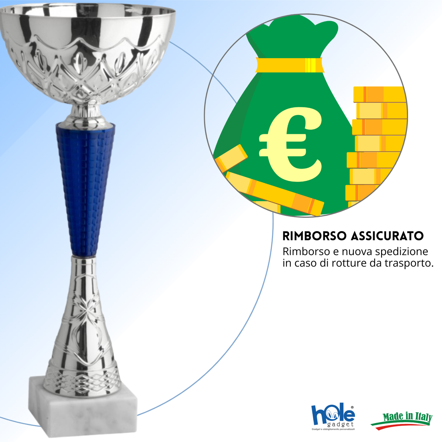 Coppa da 30 cm in metallo con base in marmo | Cod. 13.033S