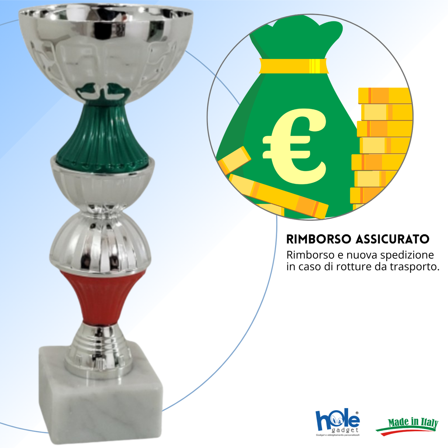 Coppa da 20 cm in metallo con base in marmo | Cod. 13.412S