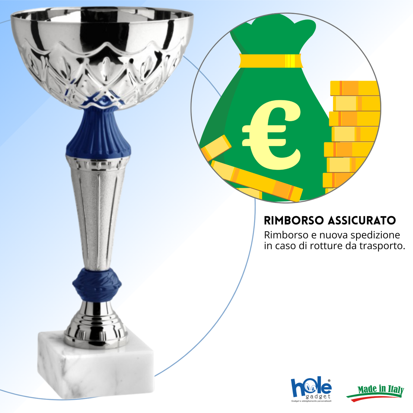 Coppa da 24 cm con tazza in metallo e base in marmo | Cod. 13.583S