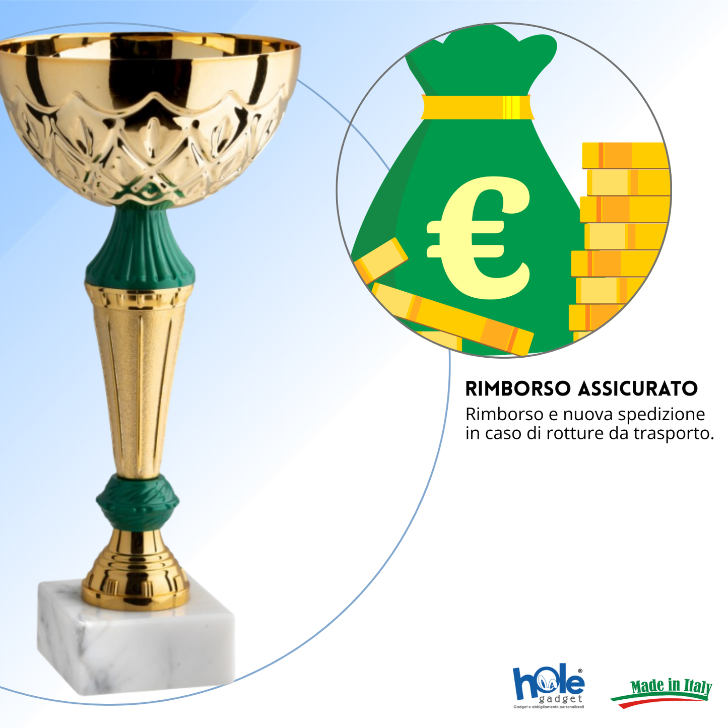 Coppa da 22 cm con tazza in metallo e base in marmo | Cod. 13.584G