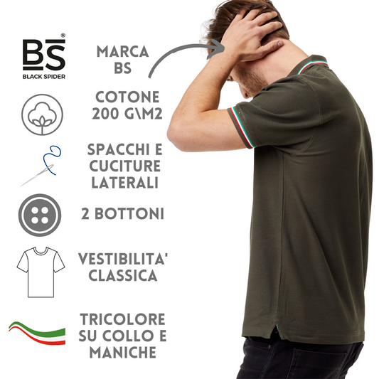 Polo personalizzate unisex con tricolore italiano | Cod. BS200