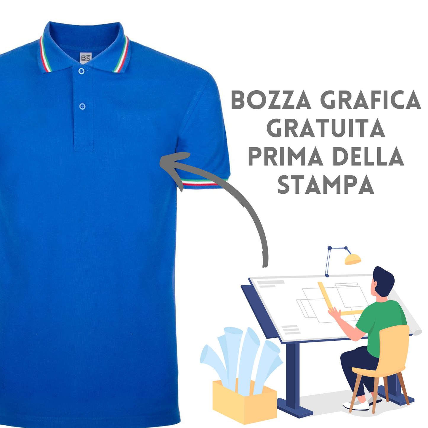 Polo personalizzate unisex con tricolore italiano | Cod. BS200