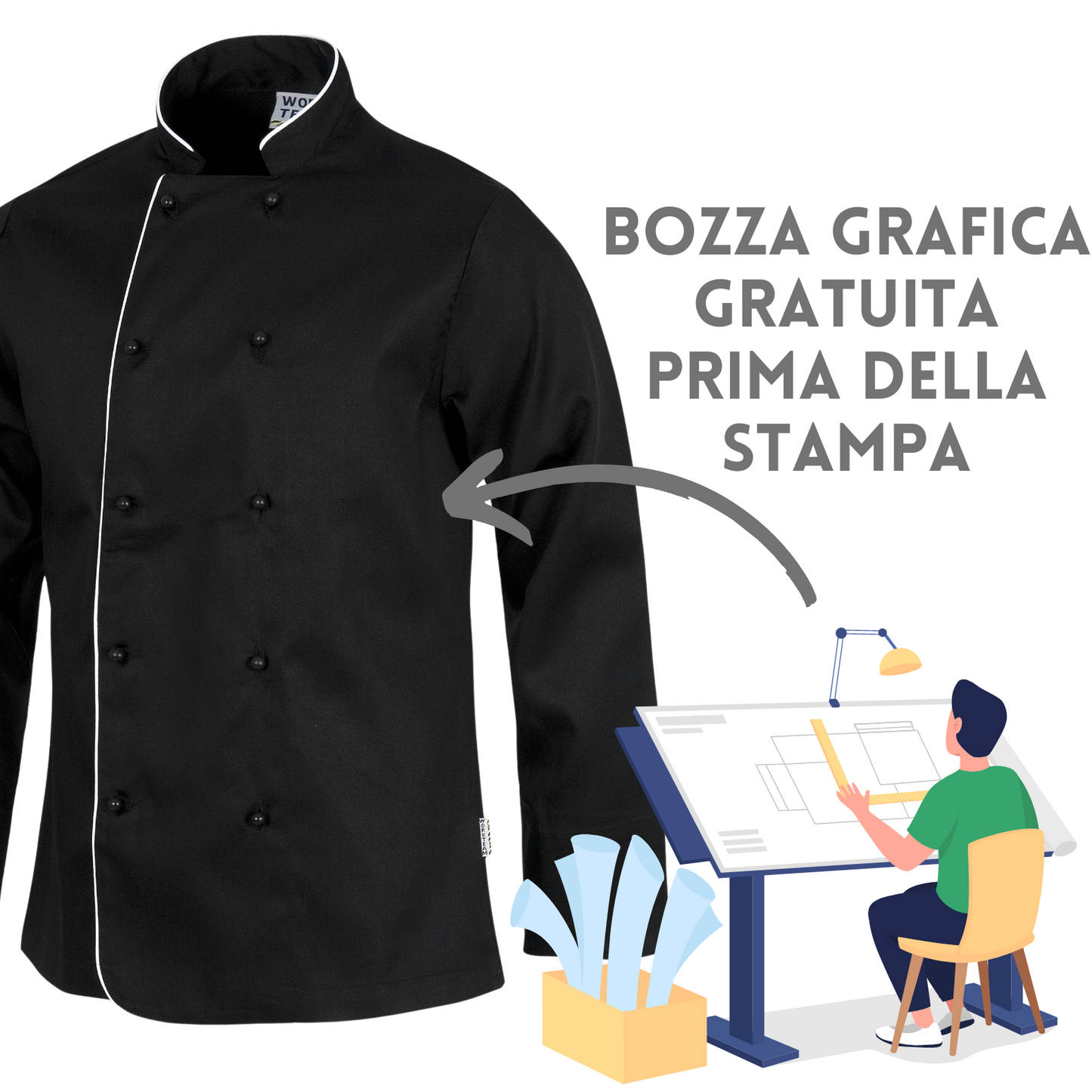 Giacca chef personalizzata con ricamo | Cod. B9206
