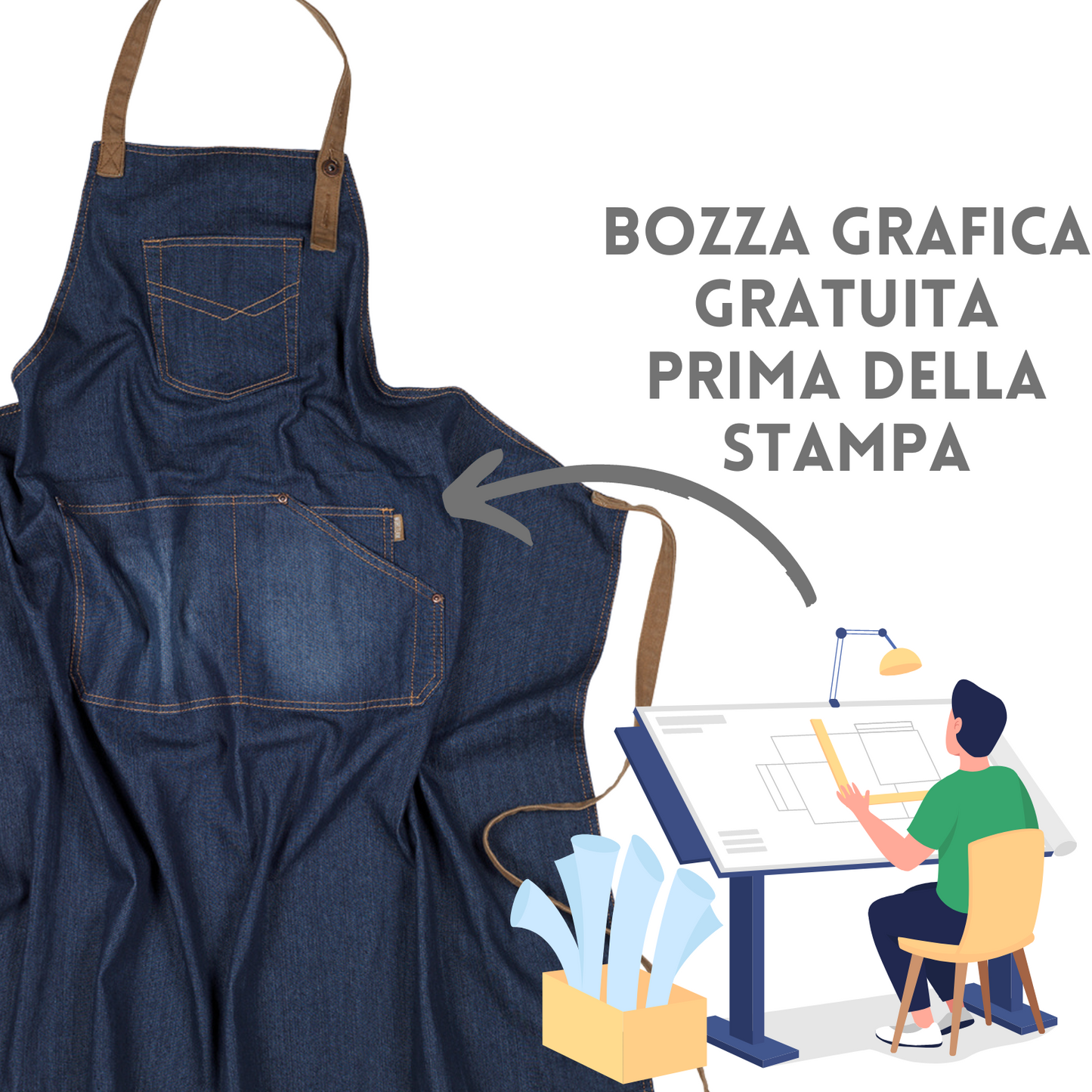 Grembiule jeans ristorante personalizzato