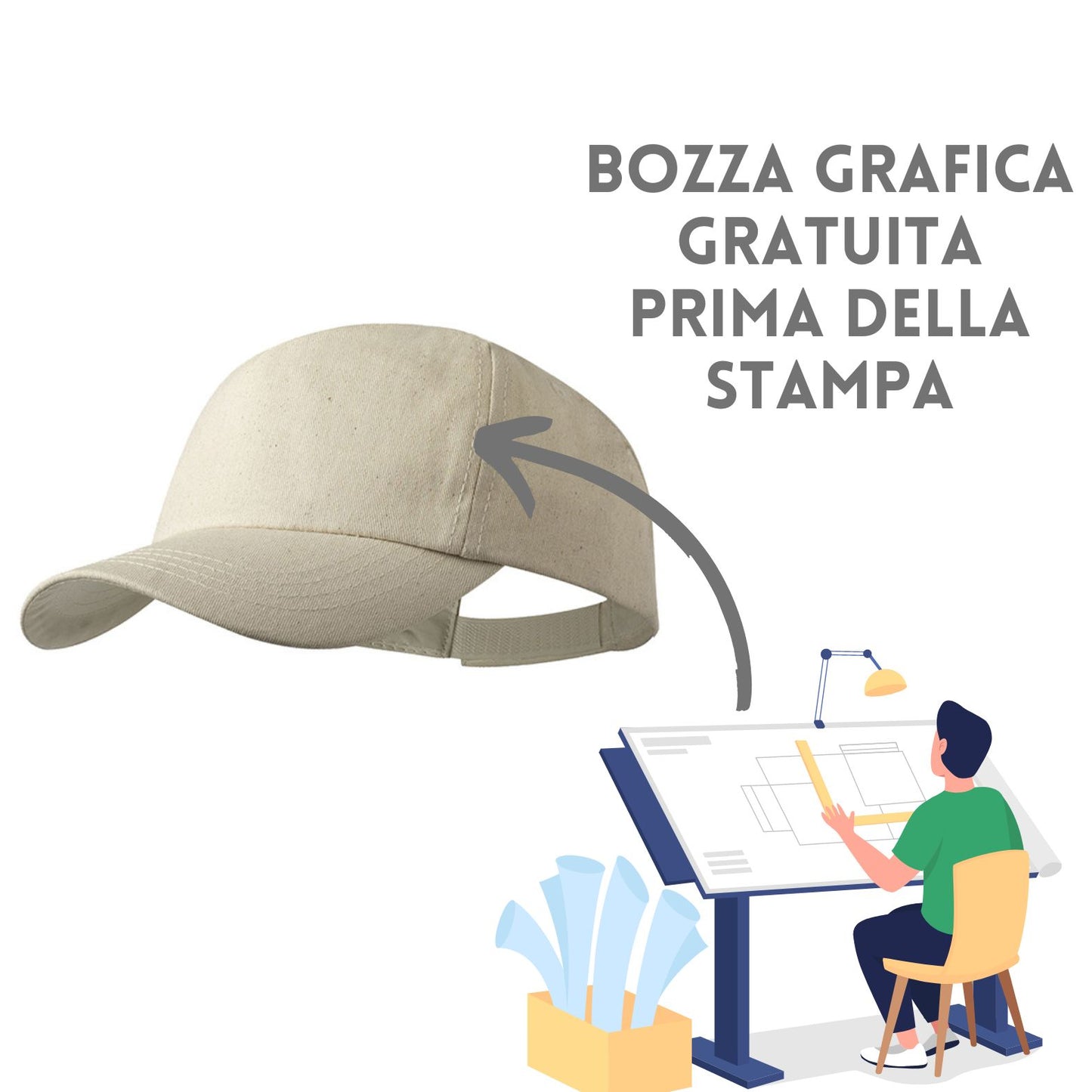 Cappellini in cotone naturale personalizzati | Cod. PM091