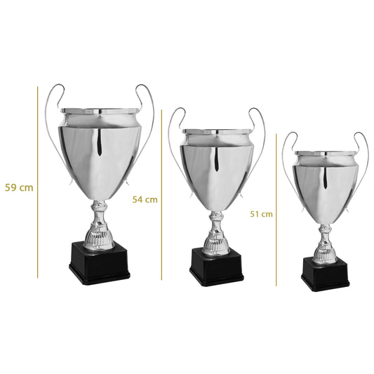 Tris di coppe premiazione per 1°, 2° e 3° posto