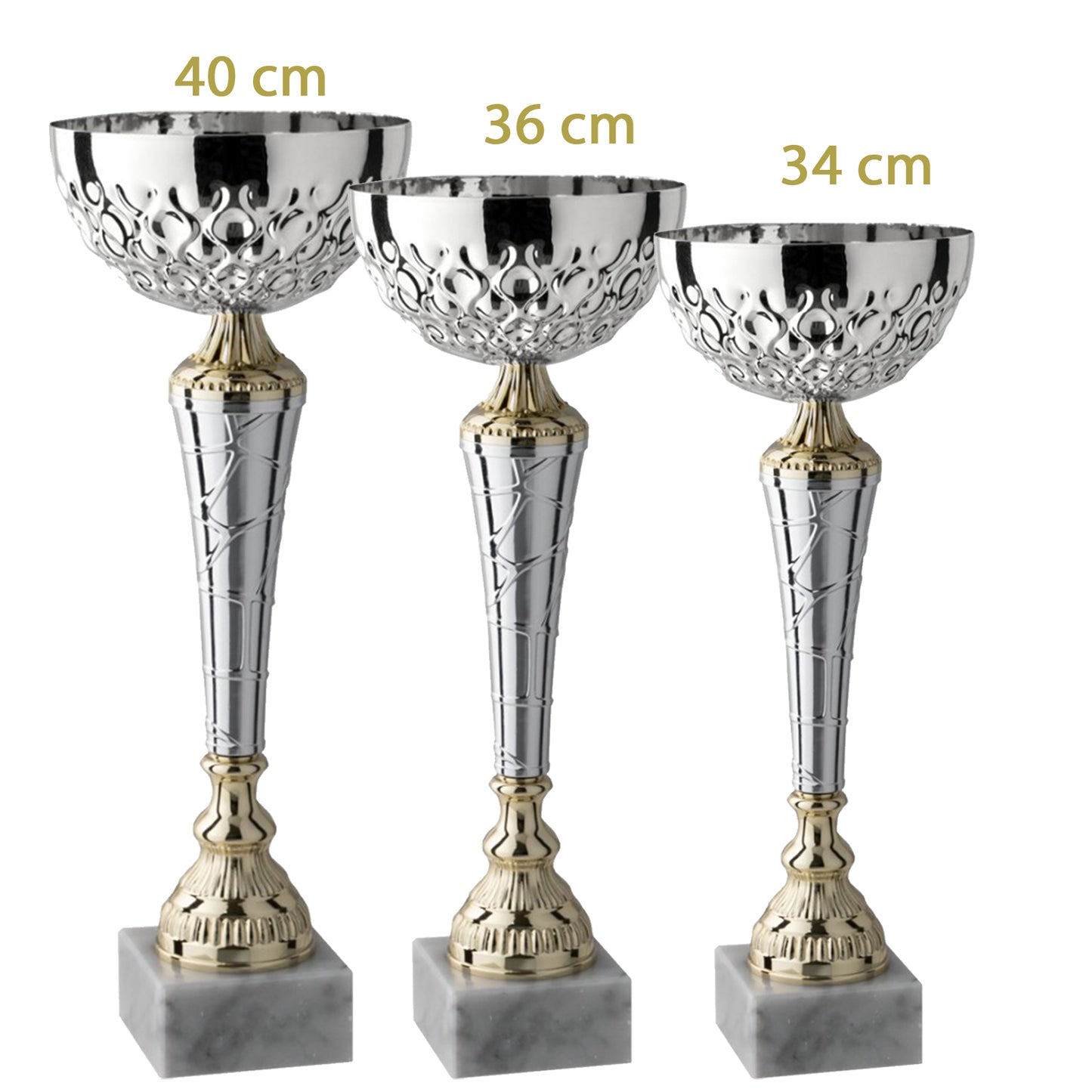 Tris di coppe da 40 - 36 - 34 cm oro o argento | Cod. 11.871-T