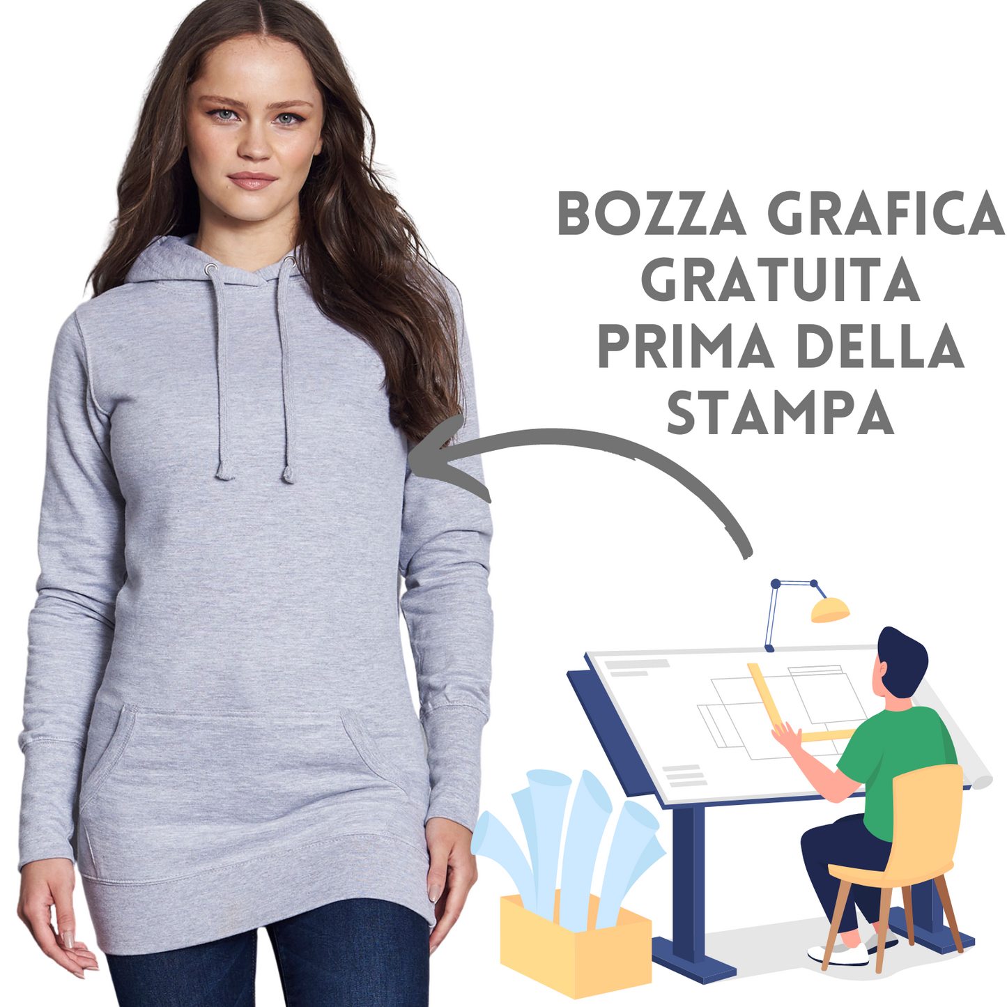 Felpa personalizzata lunga da donna | Cod. JH005