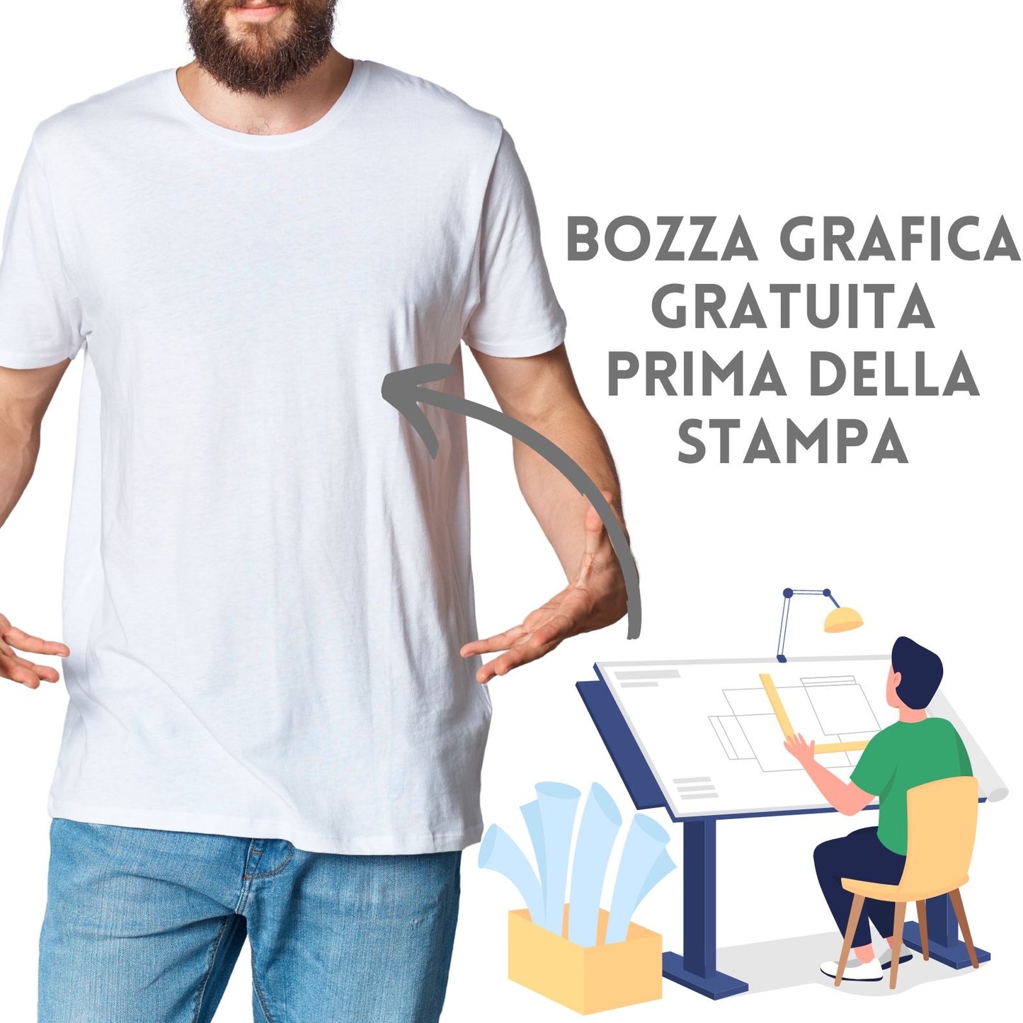 Magliette bianche personalizzate modello Nakota | Cod. NK100