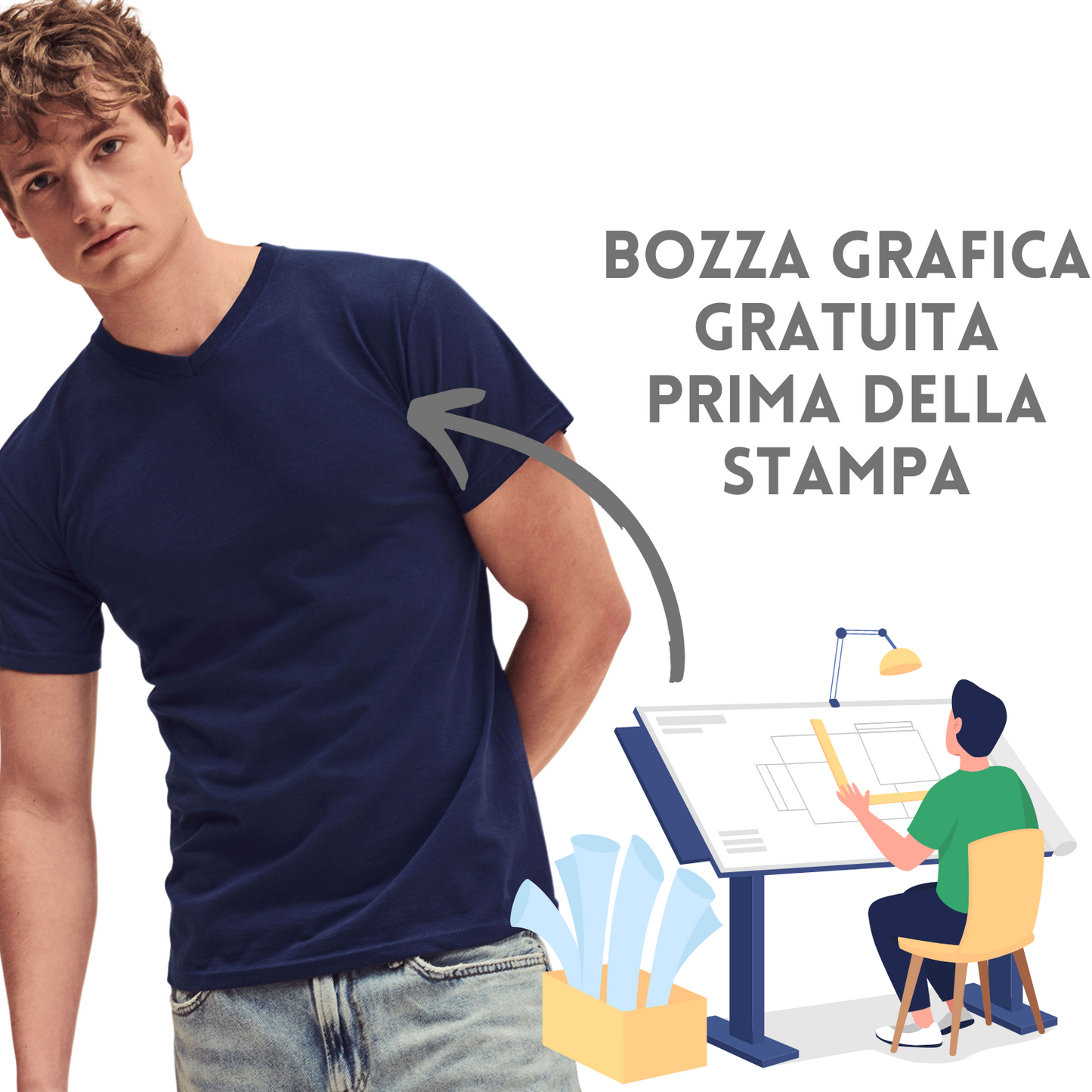 Magliette personalizzate a V Fruit Of The Loom | Cod. FR610660