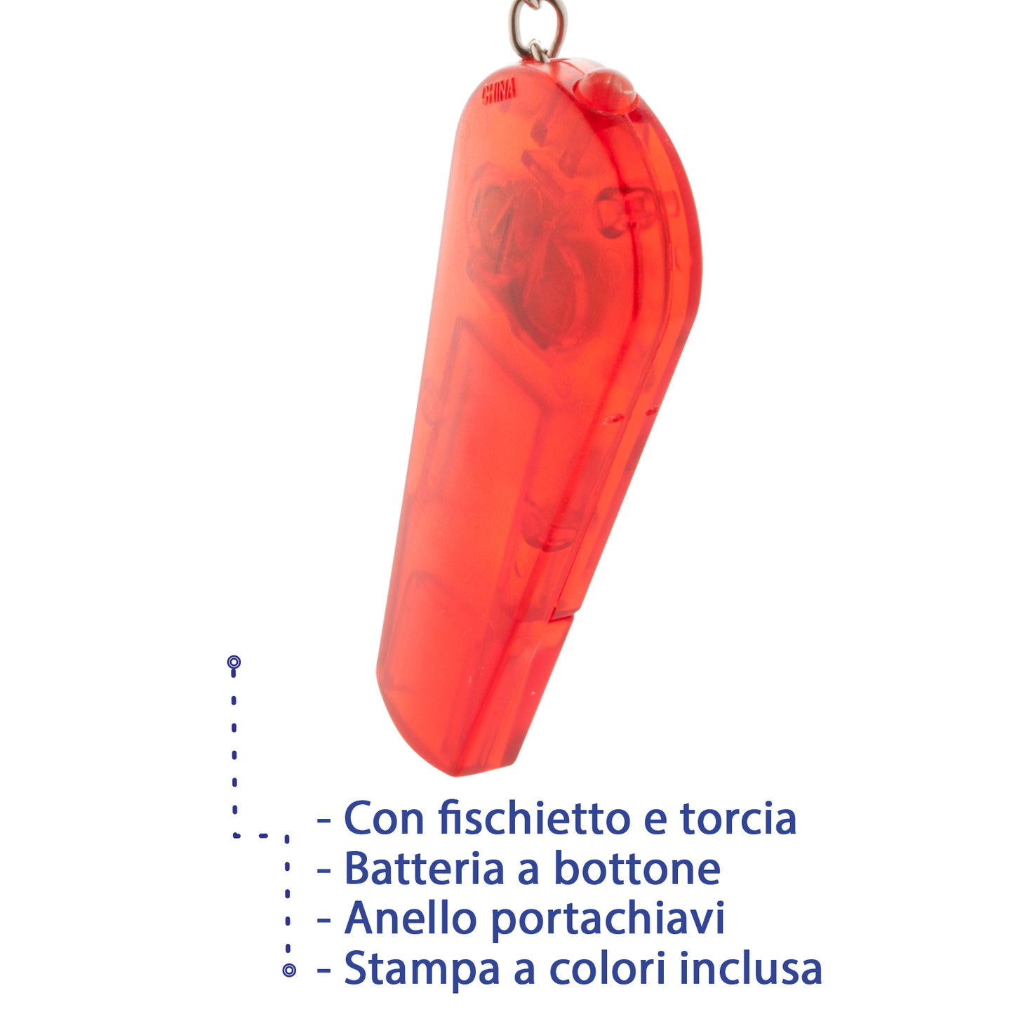 Portachiavi multiuso con torcia e fischietto