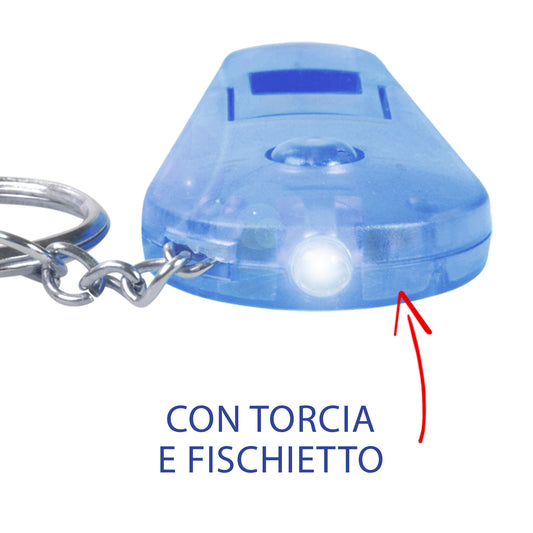Portachiavi multiuso con torcia e fischietto