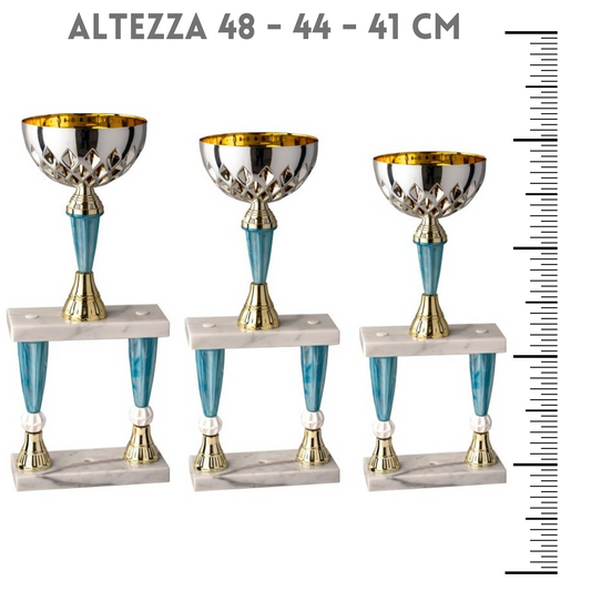 Tris di coppe trofeo personalizzate