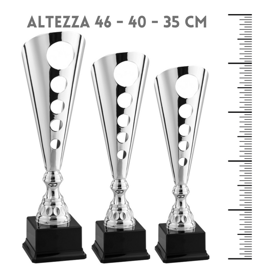 Tris di coppe trofeo personalizzate