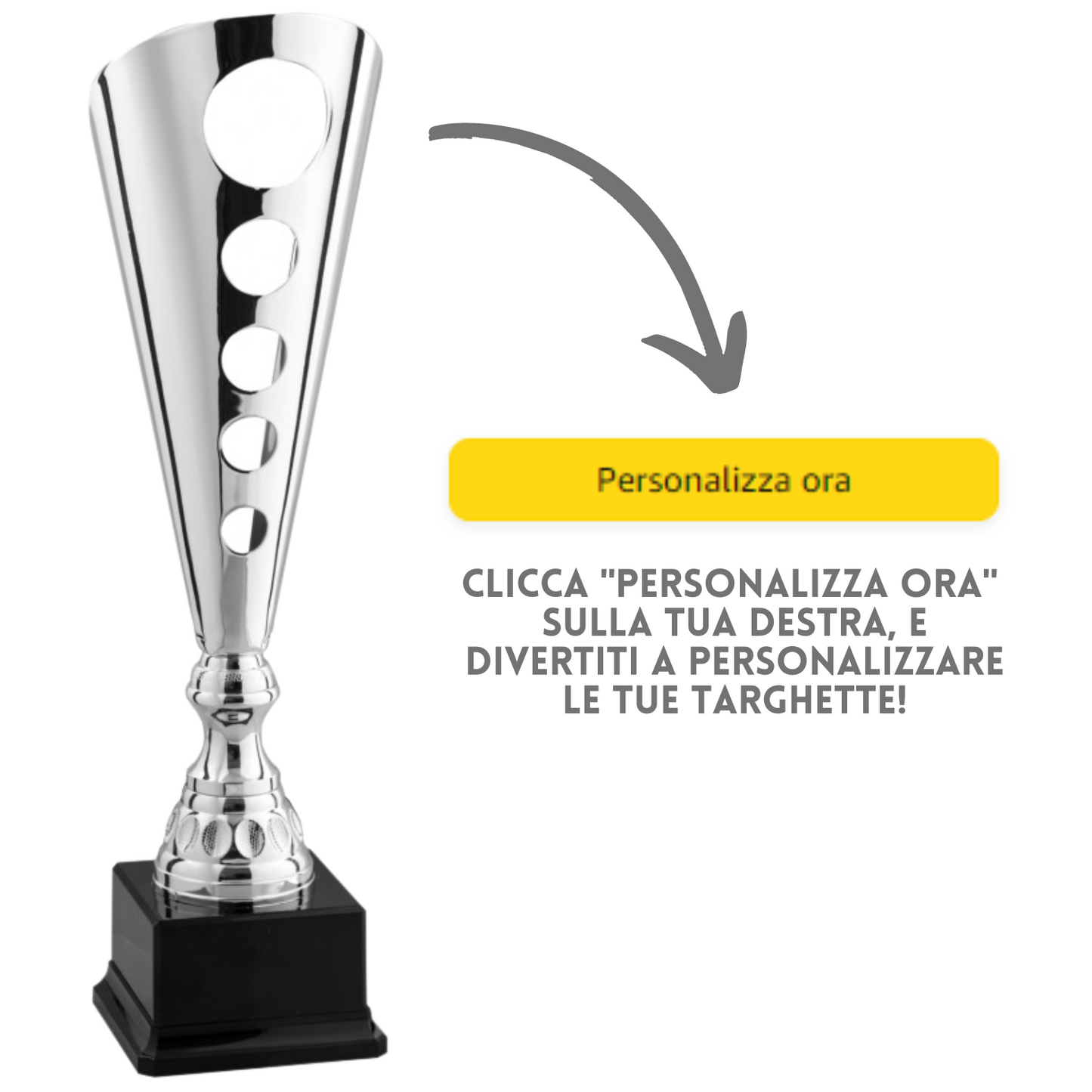 Tris di coppe trofeo personalizzate