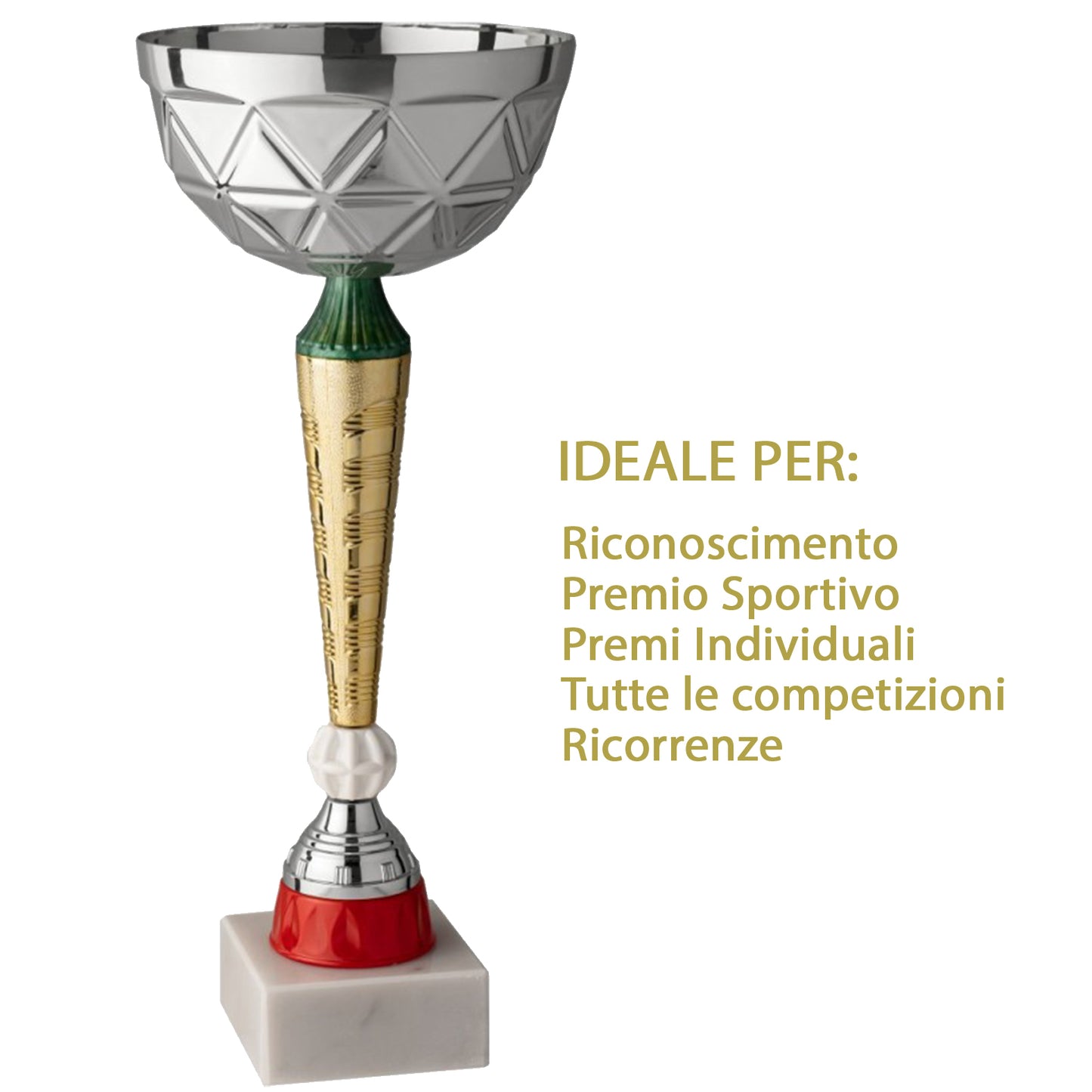 Coppa da 41 cm in metallo argento ed inserti tricolore | Cod. 11.161S