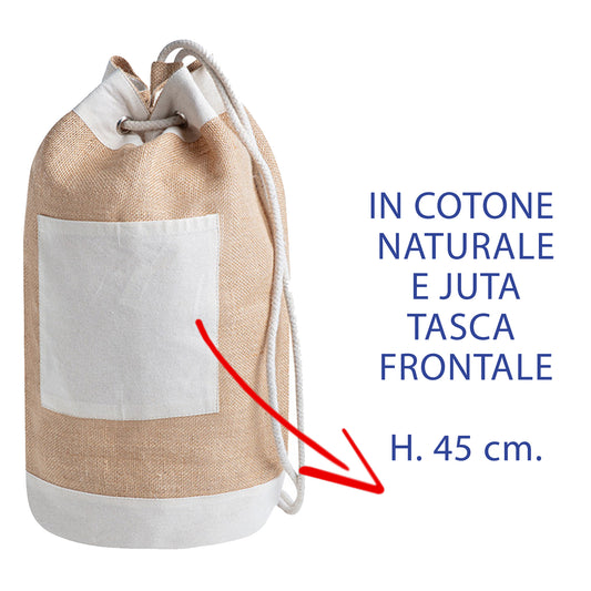 sacca zaino in cotone e juta