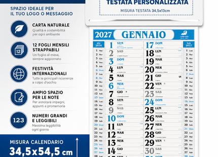 Calendario olandese personalizzato 2027 Passafoglio