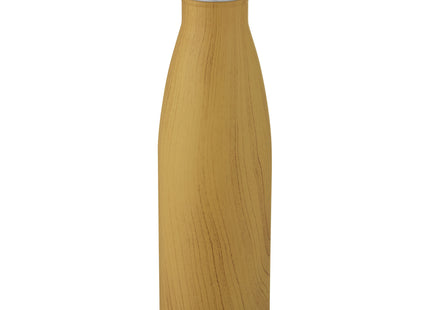 Bottiglia Cove da 500 ml con isolamento sottovuoto in acciaio inossidabile e motivo ornamentale in legno