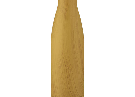 Bottiglia Cove da 500 ml con isolamento sottovuoto in acciaio inossidabile e motivo ornamentale in legno