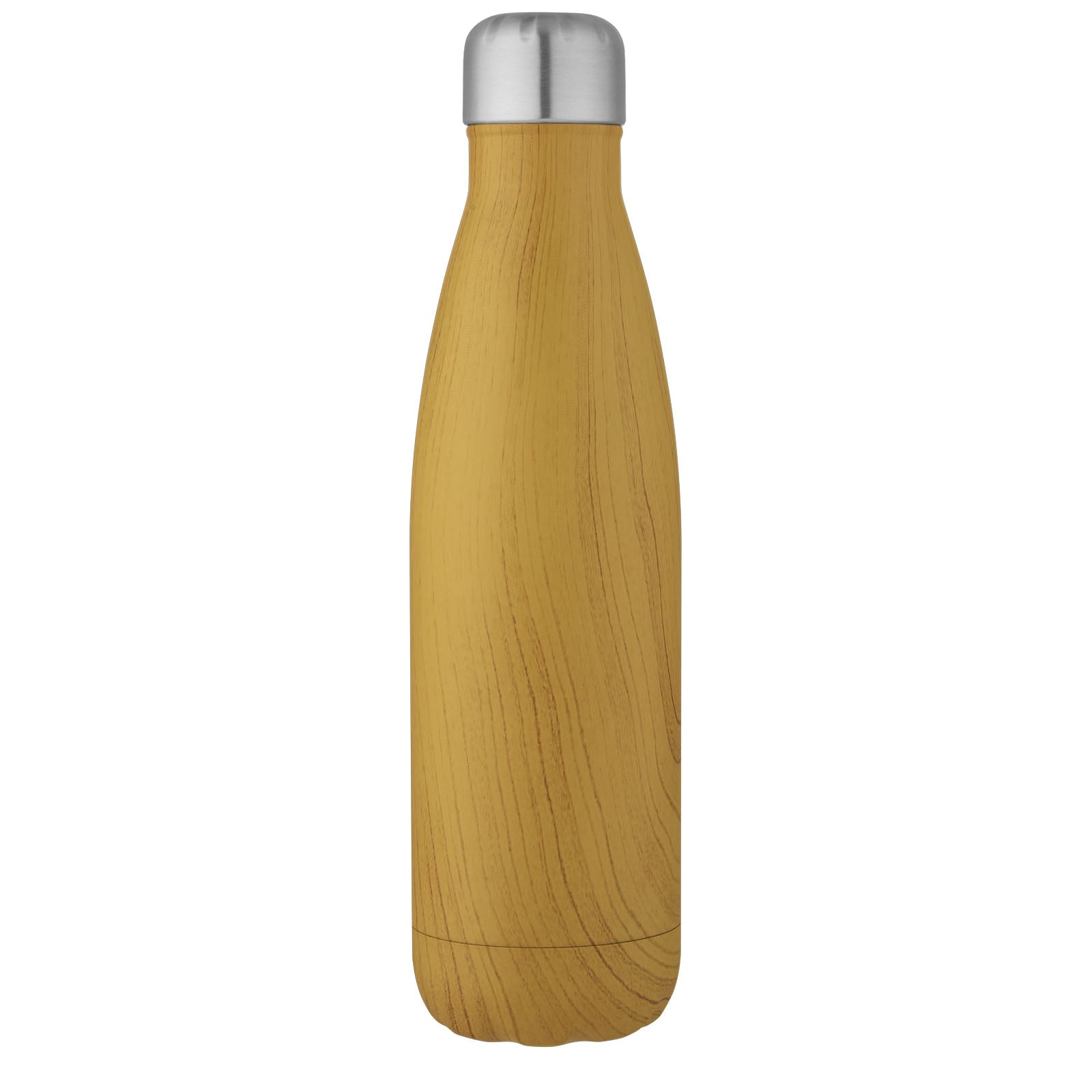 Bottiglia Cove da 500 ml con isolamento sottovuoto in acciaio inossidabile e motivo ornamentale in legno