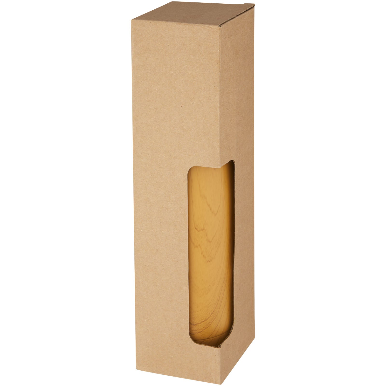 Bottiglia Cove da 500 ml con isolamento sottovuoto in acciaio inossidabile e motivo ornamentale in legno