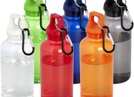 Borraccia in plastica riciclata certificata RCS da 400 ml con moschettone Oregon
