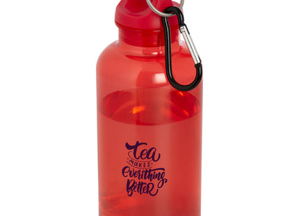 Borraccia in plastica riciclata certificata RCS da 400 ml con moschettone Oregon