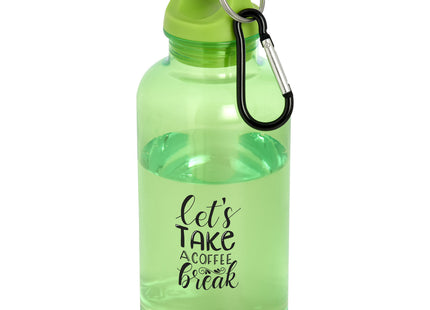 Borraccia in plastica riciclata certificata RCS da 400 ml con moschettone Oregon