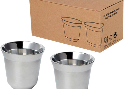  Set di tazze per caffè espresso in acciaio inossidabile certificato RCS da 80 ml Duo 