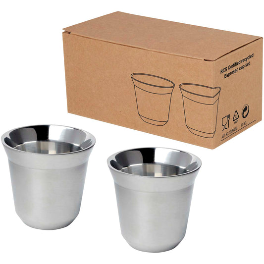  Set di tazze per caffè espresso in acciaio inossidabile certificato RCS da 80 ml Duo 