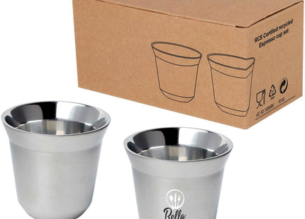  Set di tazze per caffè espresso in acciaio inossidabile certificato RCS da 80 ml Duo 