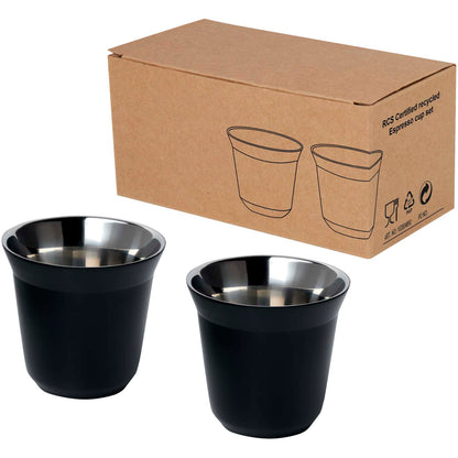  Set di tazze per caffè espresso in acciaio inossidabile certificato RCS da 80 ml Duo 